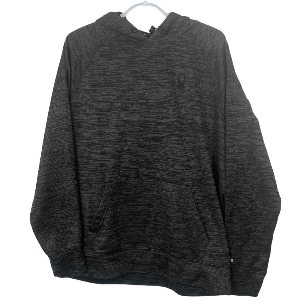 spyder Men's Large Grey Heathered Long Sleeved Hooded Pullover Sweatshirt Large
